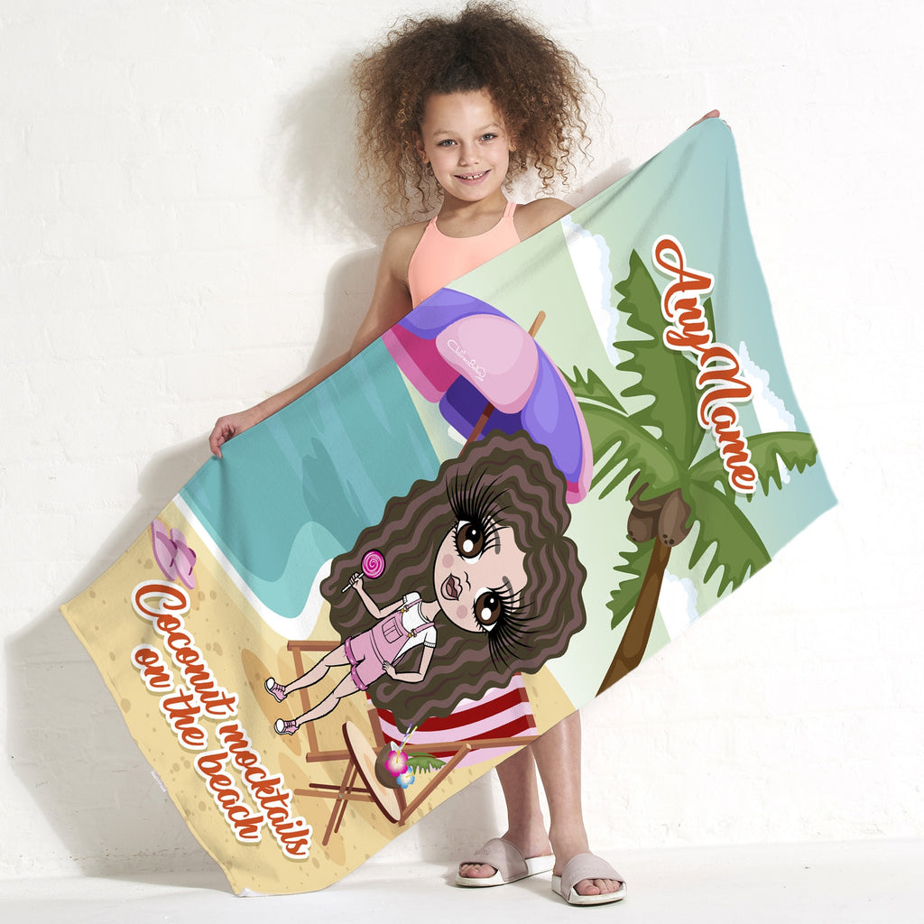 ClaireaBella Girls Coconut Mocktails Beach Towel - Image 1