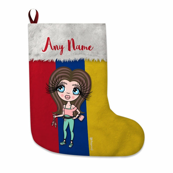 Girls Personalized Christmas Stocking - Columbian Flag - Image 2