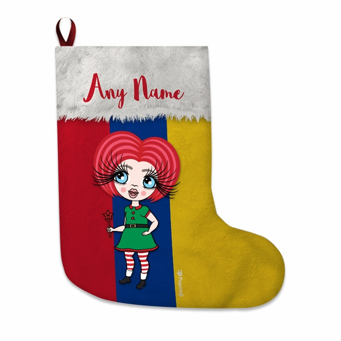 Girls Personalized Christmas Stocking - Columbian Flag - Image 1