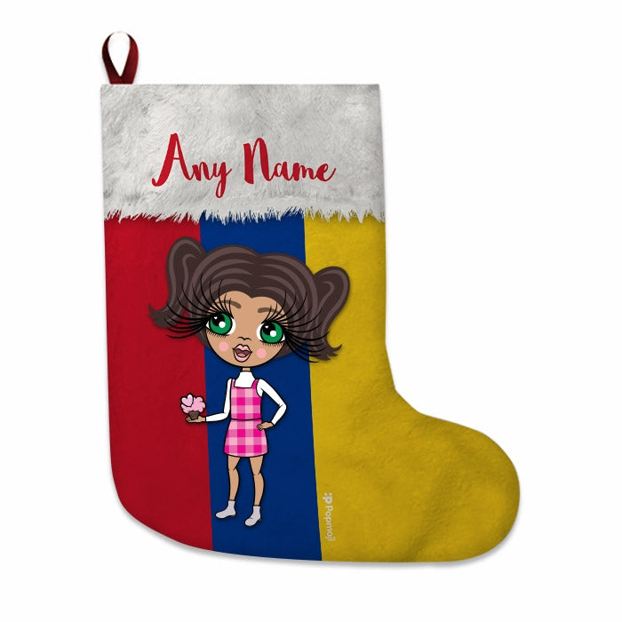Girls Personalized Christmas Stocking - Columbian Flag - Image 3