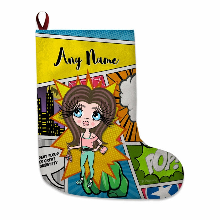 Girls Personalized Christmas Stocking - Comic Book - Image 1