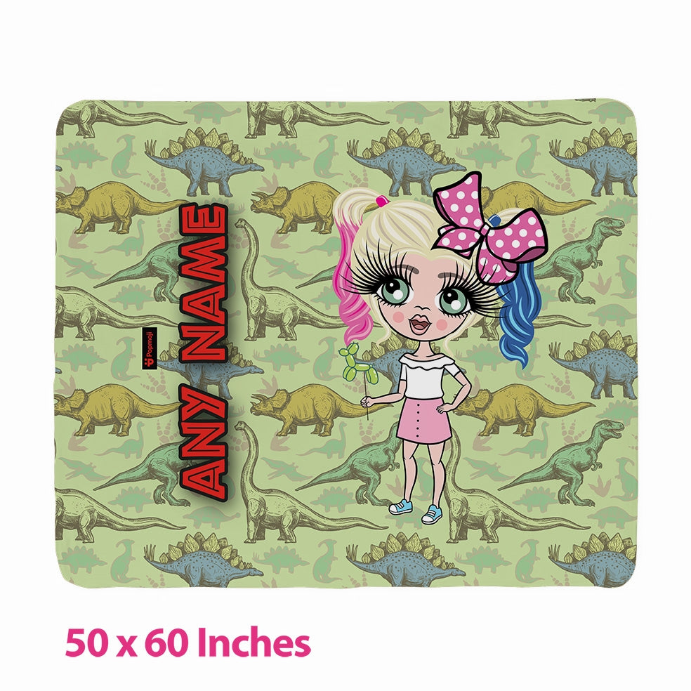 Girls Dinosaur Print Fleece Blanket - Image 3