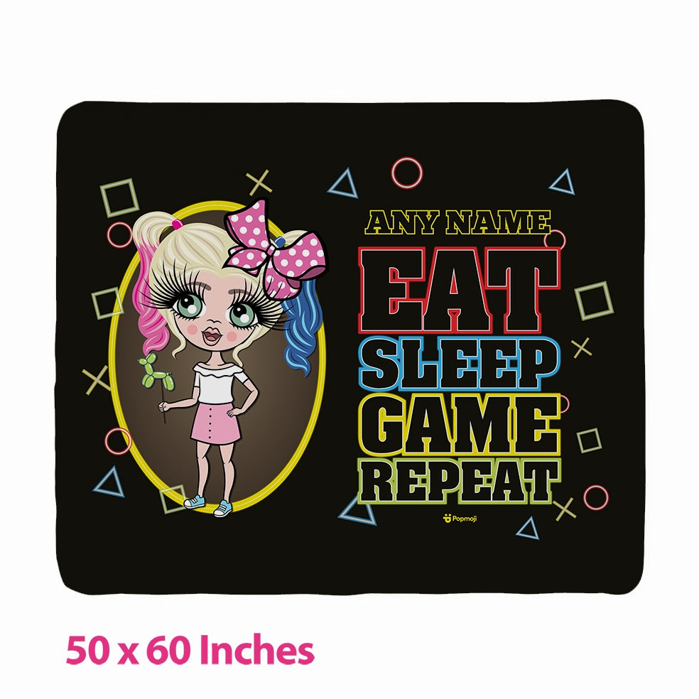 Girls Eat Sleep Game Repeat Fleece Blanket - Image 4