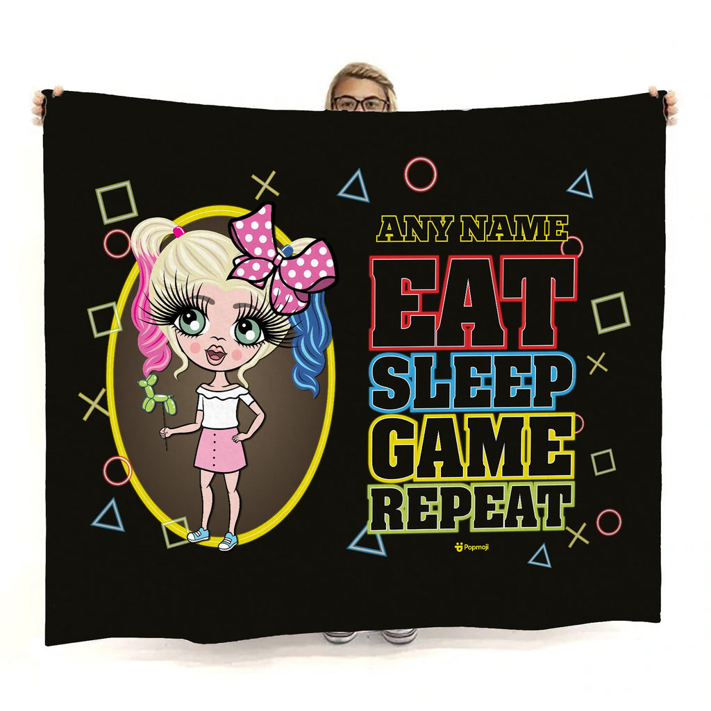 Girls Eat Sleep Game Repeat Fleece Blanket - Image 1