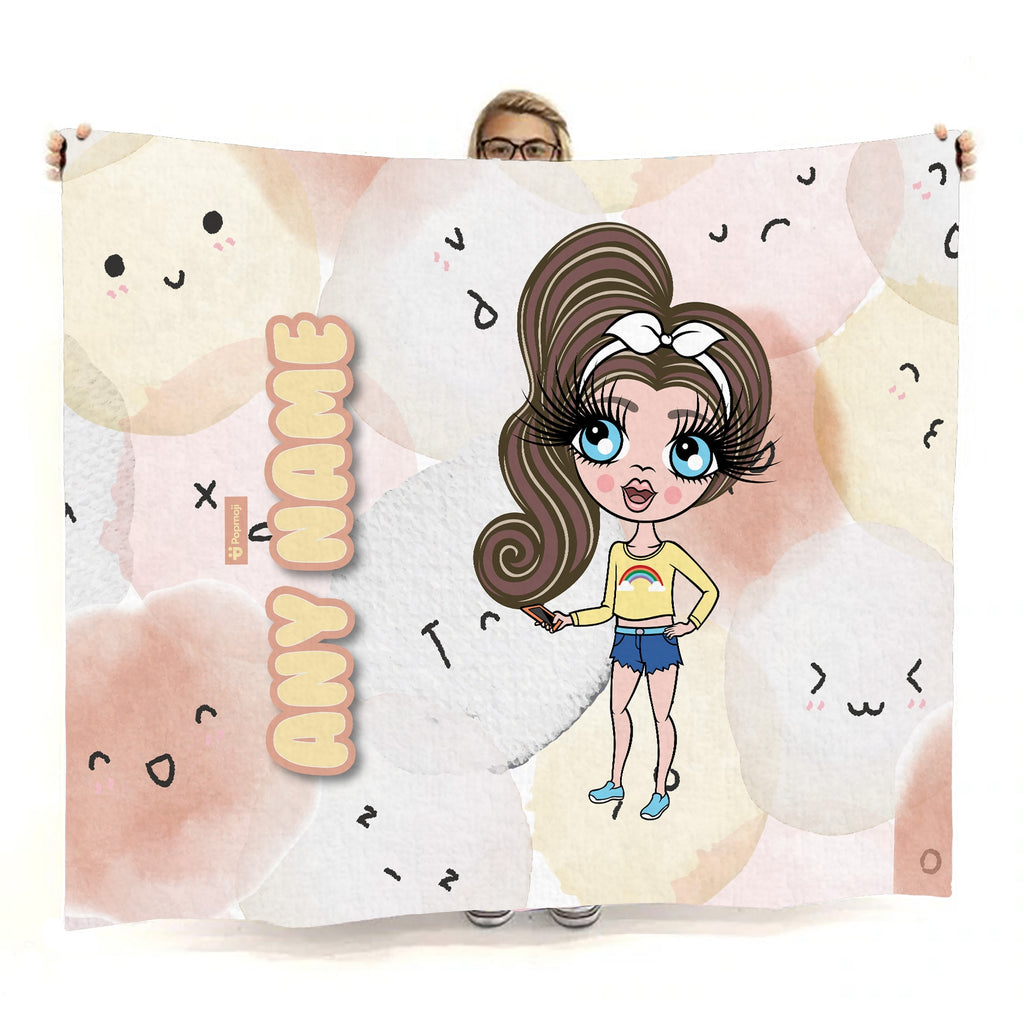 Girls Fluffy Emojis Fleece Blanket - Image 1