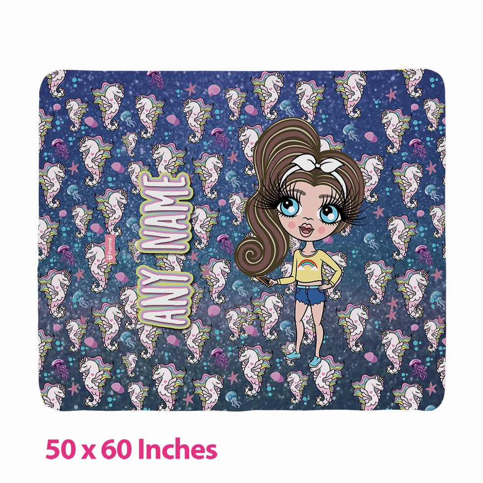 Girls Seahorses Fleece Blanket - Image 3