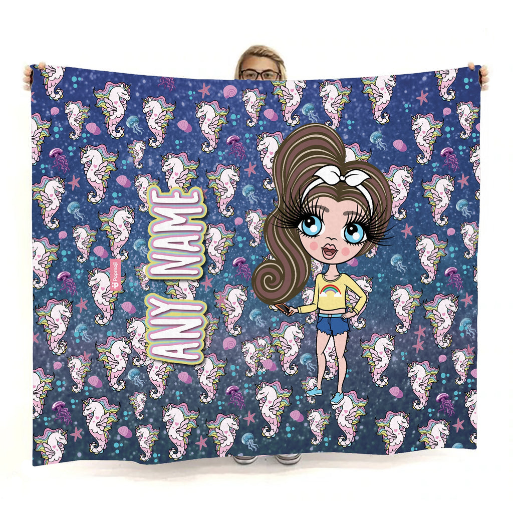 Girls Seahorses Fleece Blanket - Image 1