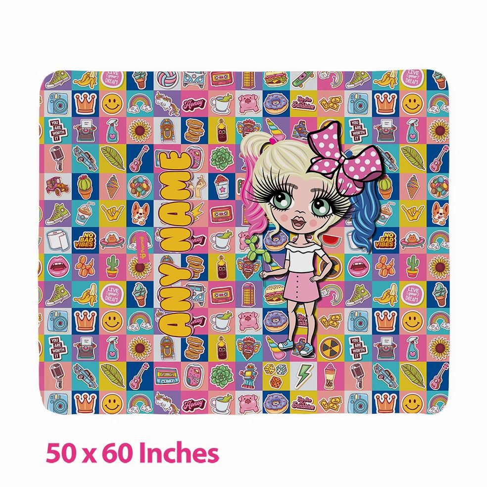 Girls Stickers Fleece Blanket - Image 3