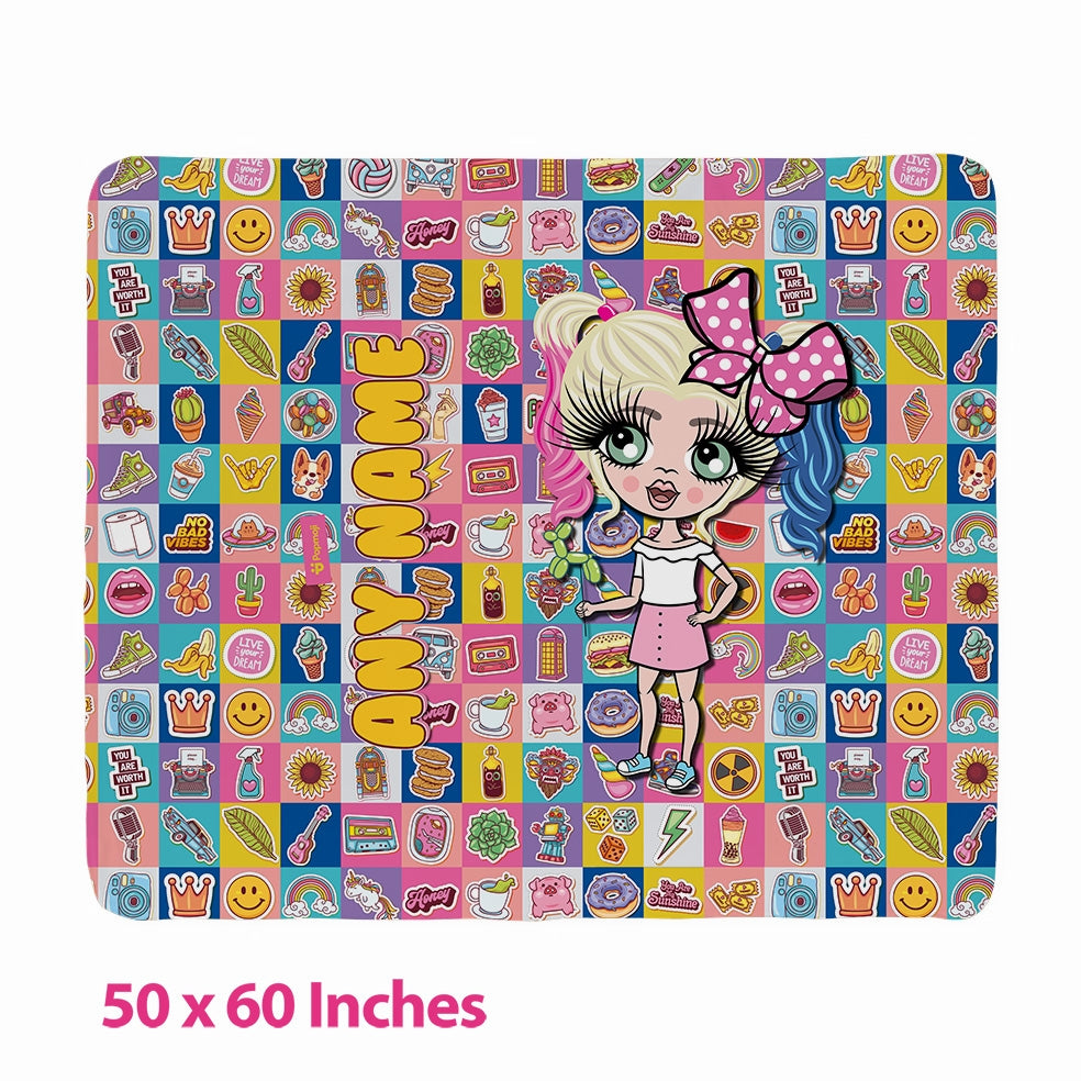 Girls Stickers Fleece Blanket - Image 3