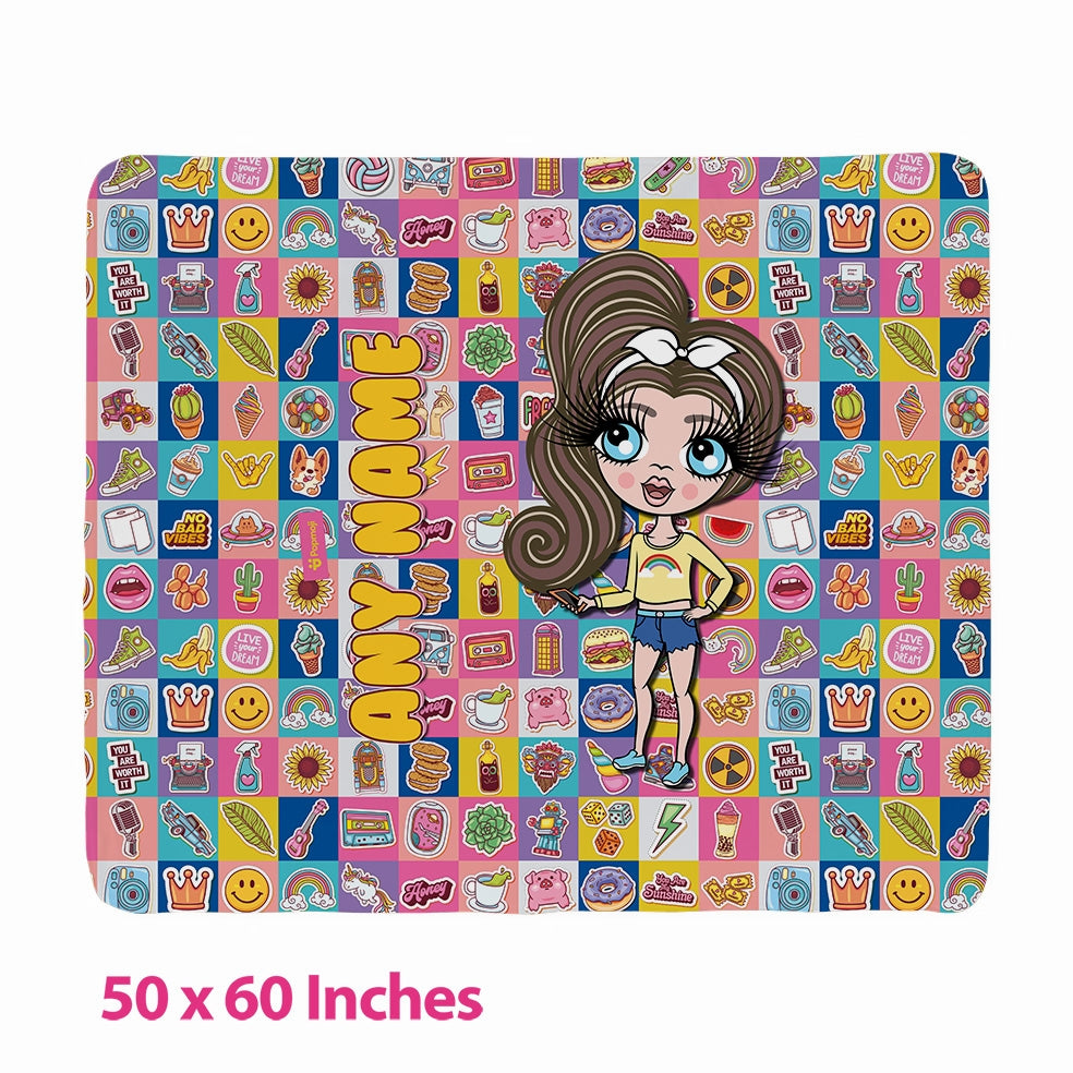 Girls Stickers Fleece Blanket - Image 4