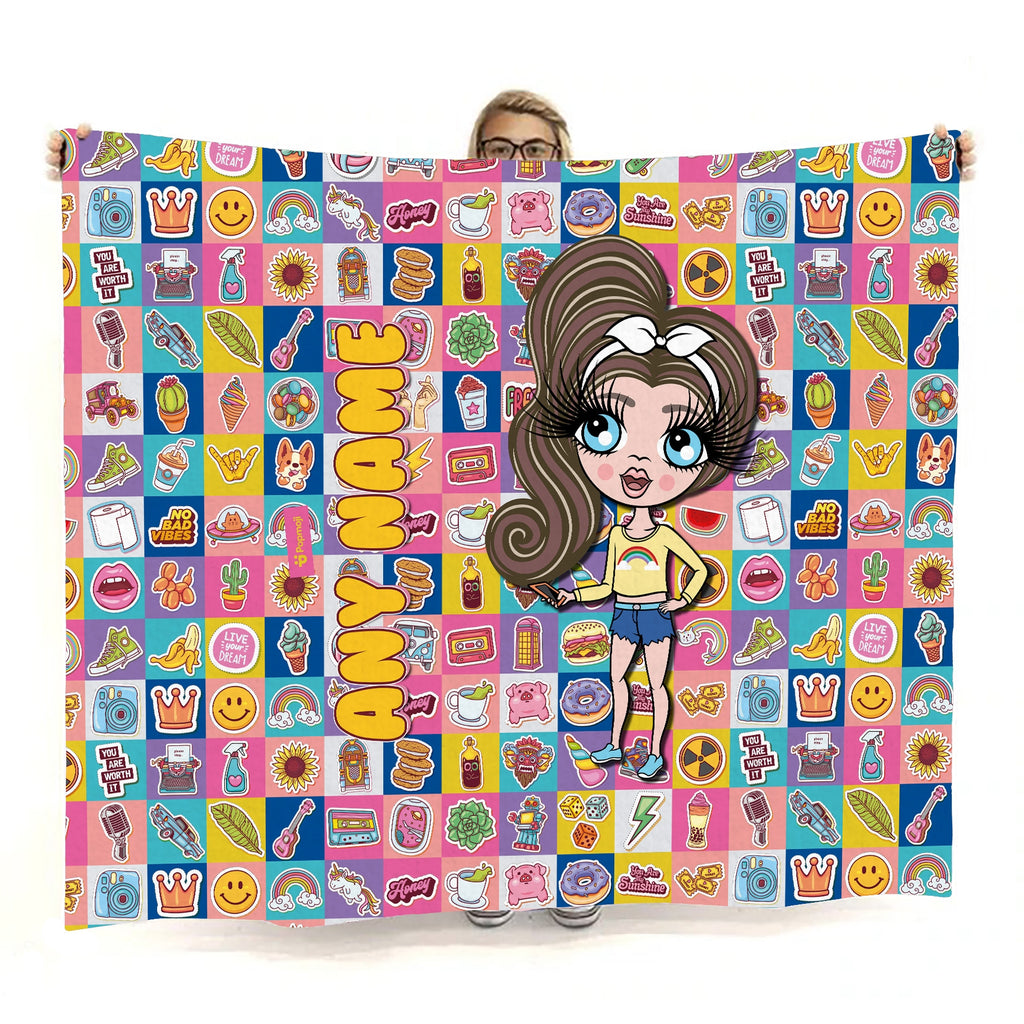 Girls Stickers Fleece Blanket - Image 1