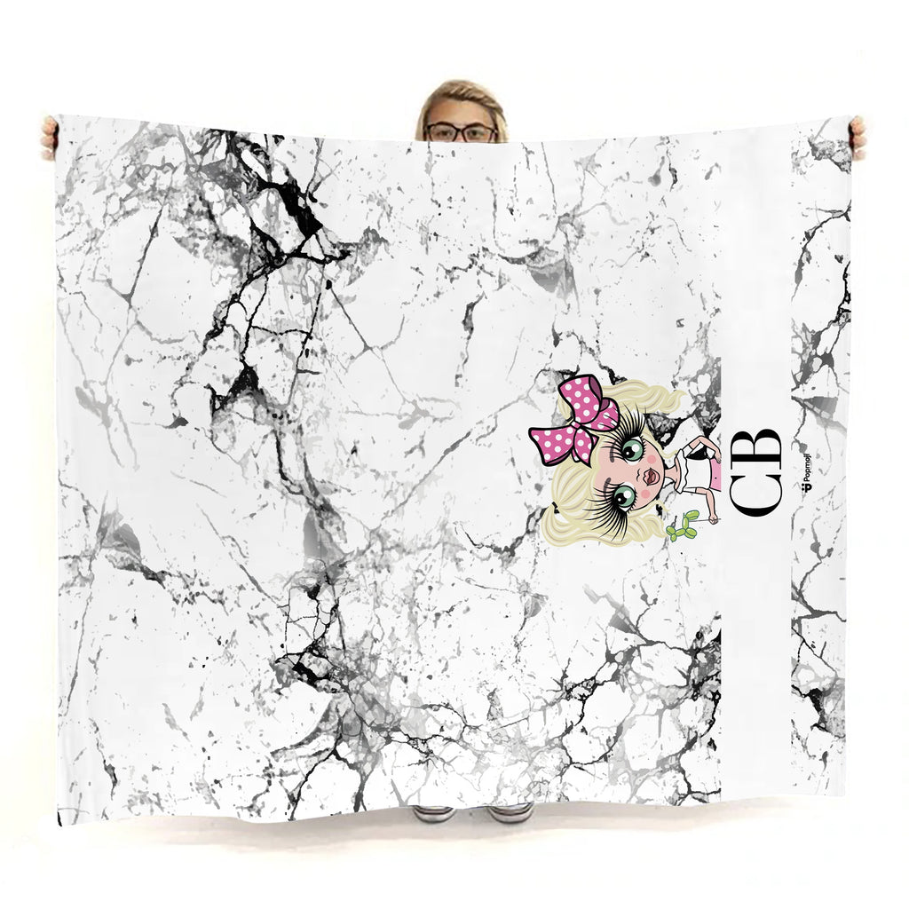 Girls Lux Collection Black and White Marble Fleece Blanket - Image 2