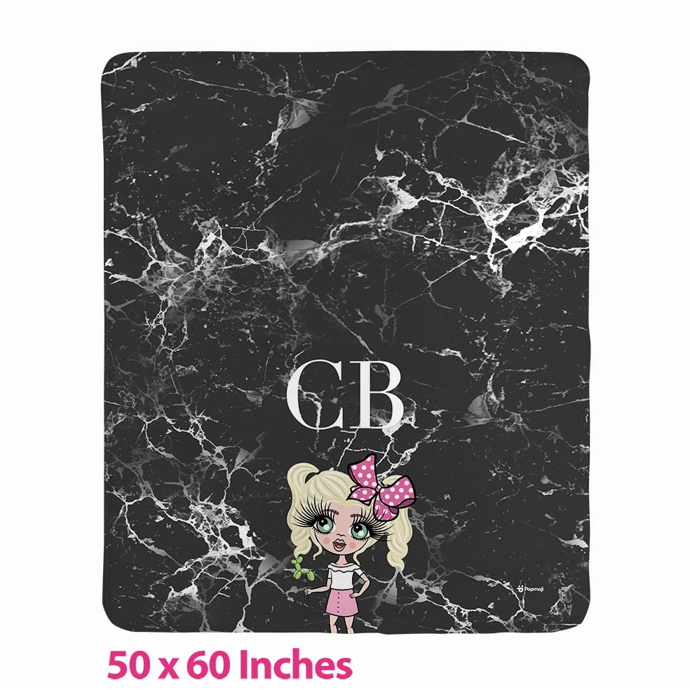 Girls Lux Collection Black Marble Fleece Blanket - Image 1