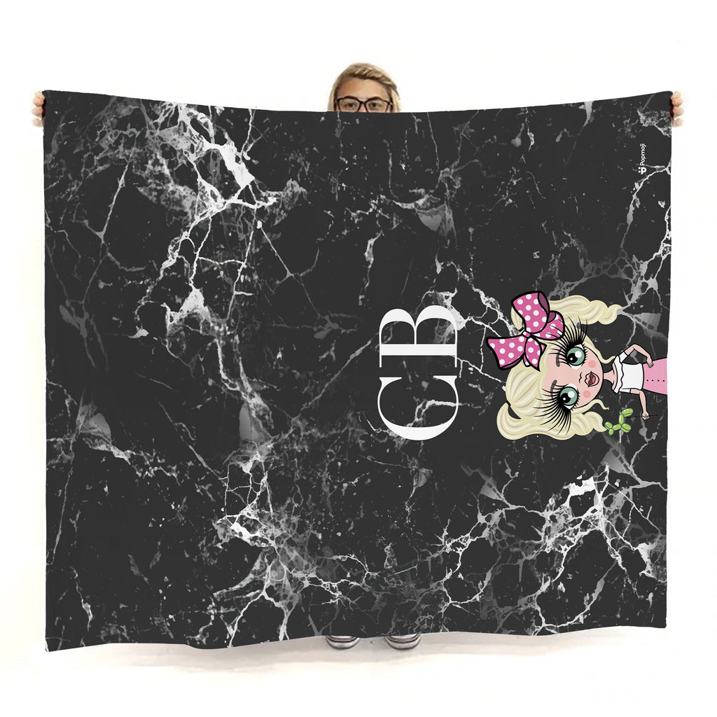 Girls Lux Collection Black Marble Fleece Blanket - Image 3