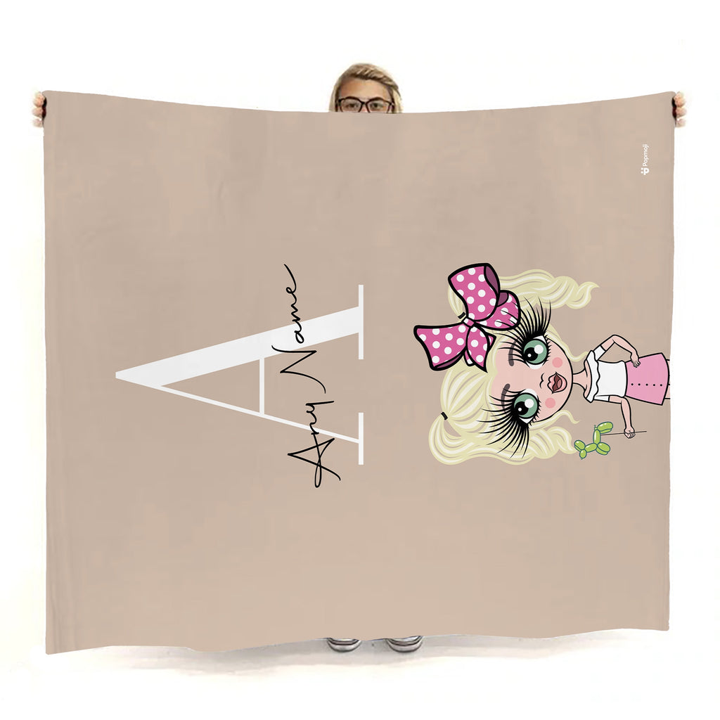 Girls Lux Initial Nude Fleece Blanket - Image 3