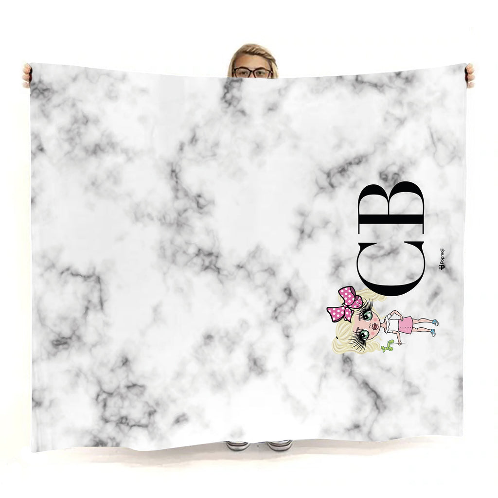 Girls Lux Collection White Marble Fleece Blanket - Image 2