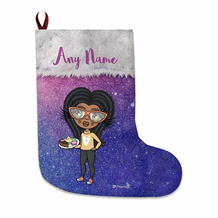 Girls Personalized Christmas Stocking - Galaxy Glitter - Image 2