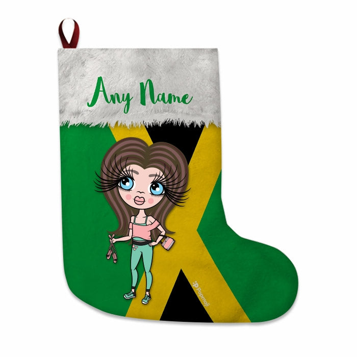 Girls Personalized Christmas Stocking - Jamaican Flag - Image 2