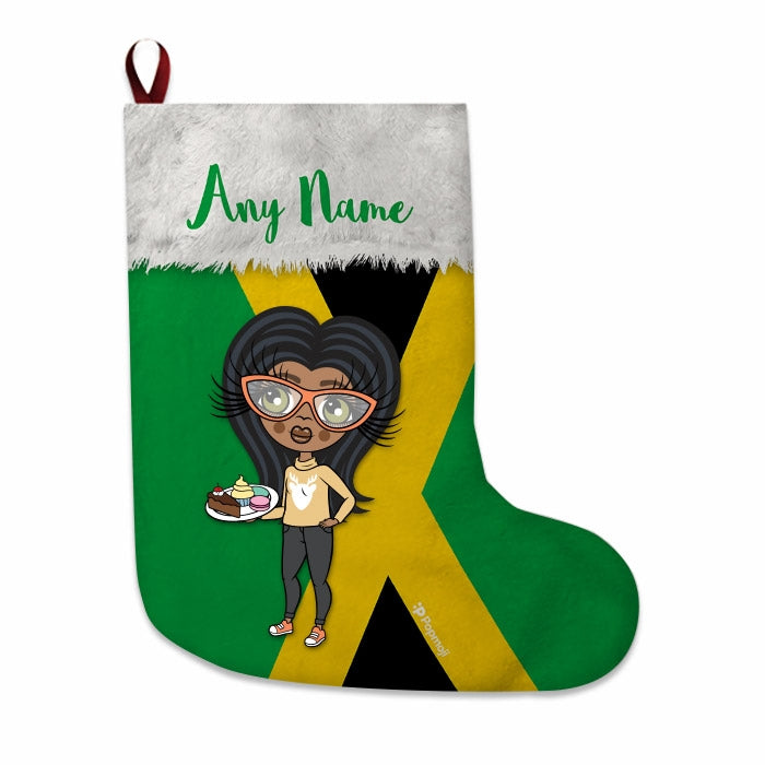 Girls Personalized Christmas Stocking - Jamaican Flag - Image 1
