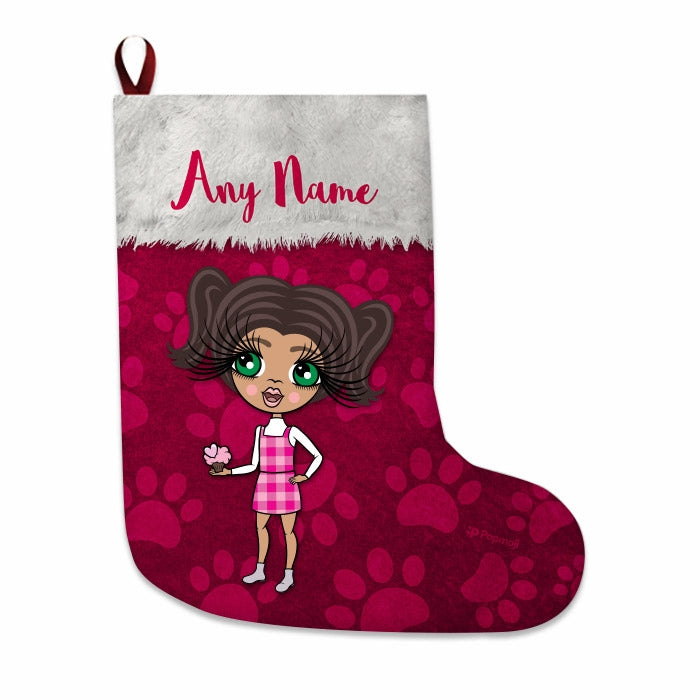 Girls Personalized Christmas Stocking - Paw Print - Image 2