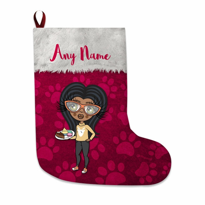 Girls Personalized Christmas Stocking - Paw Print - Image 1