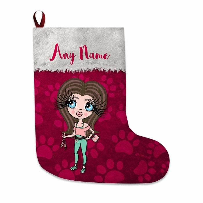 Girls Personalized Christmas Stocking - Paw Print - Image 3