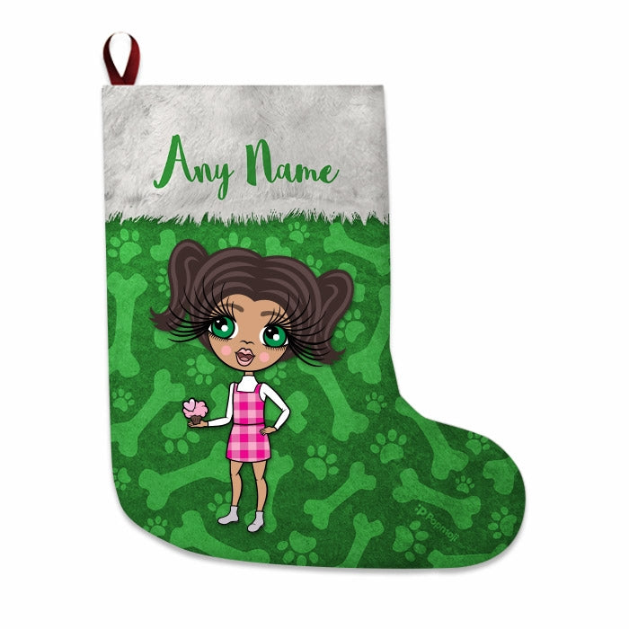 Girls Personalized Christmas Stocking - Bones Pattern - Image 1