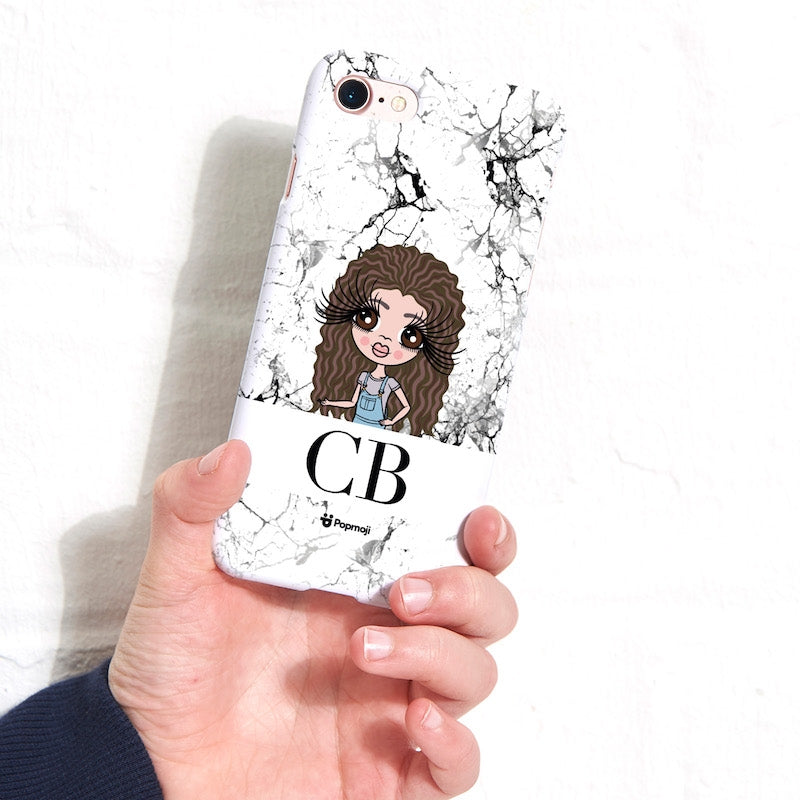 ClaireaBella Girls Personalized The LUX Collection Black and White Marble Phone Case - Image 1