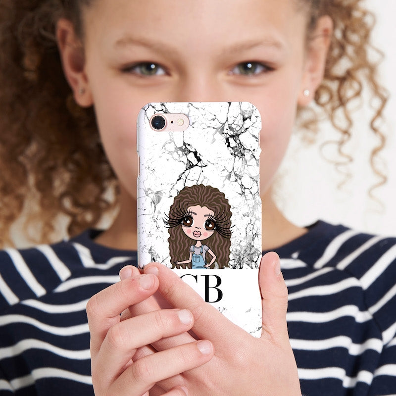 ClaireaBella Girls Personalized The LUX Collection Black and White Marble Phone Case - Image 4