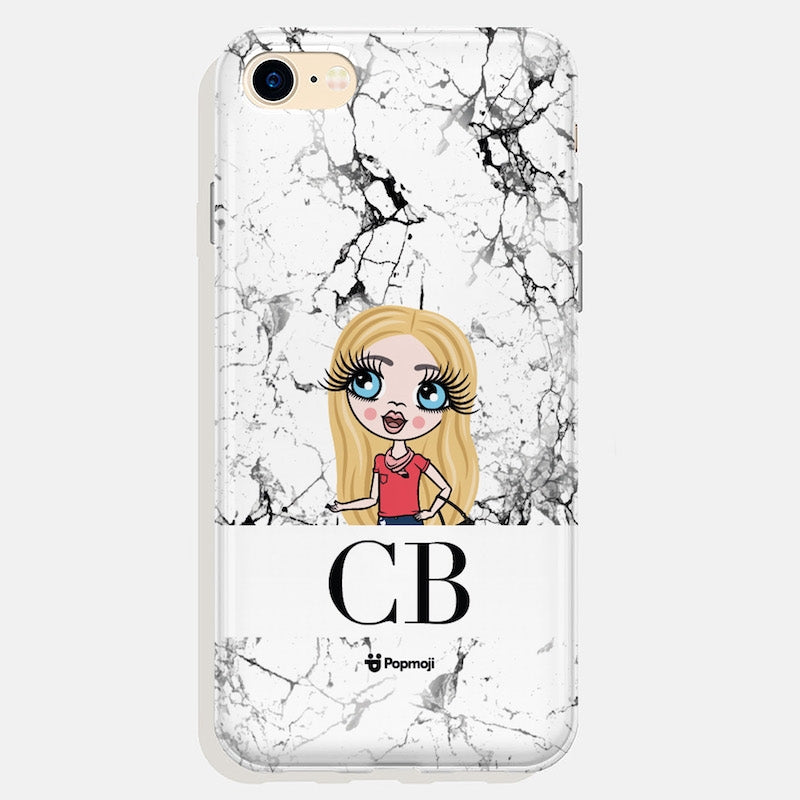 ClaireaBella Girls Personalized The LUX Collection Black and White Marble Phone Case - Image 2