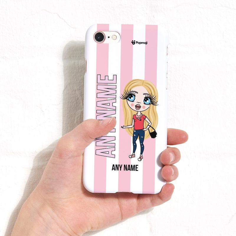 ClaireaBella Girl Personalized Pink Stripe Phone Case - Image 6