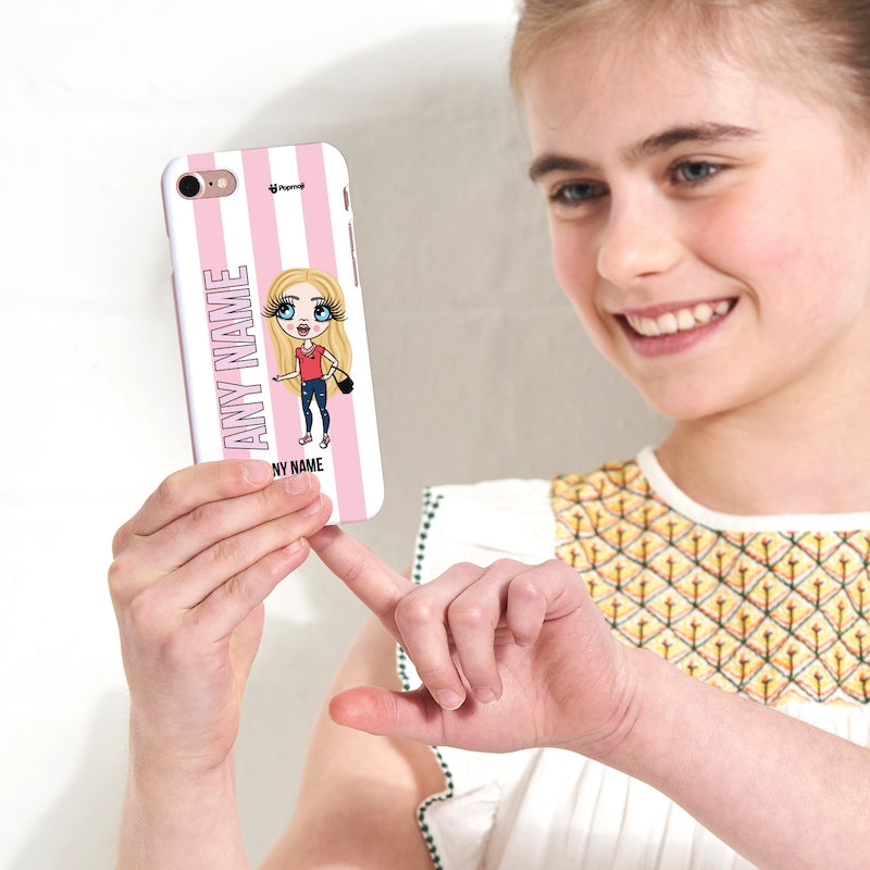 ClaireaBella Girl Personalized Pink Stripe Phone Case - Image 5