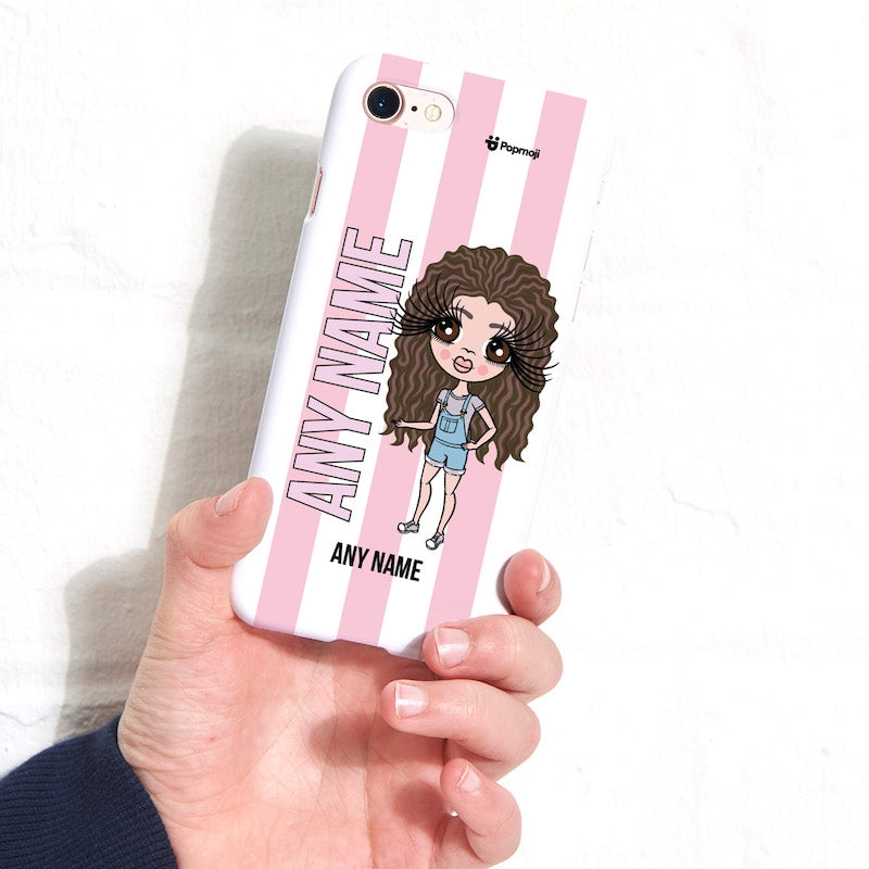 ClaireaBella Girl Personalized Pink Stripe Phone Case - Image 1