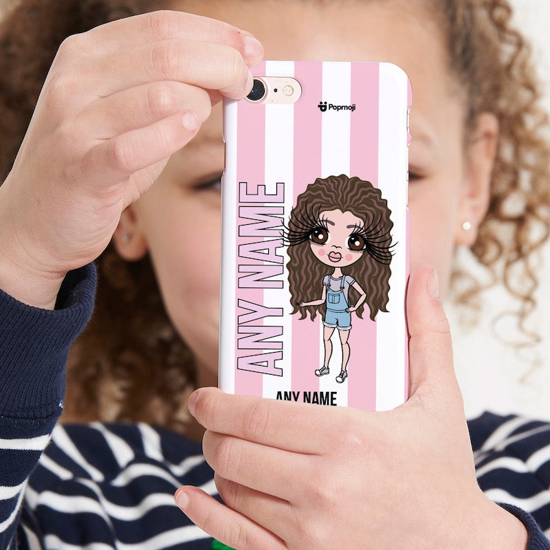 ClaireaBella Girl Personalized Pink Stripe Phone Case - Image 3