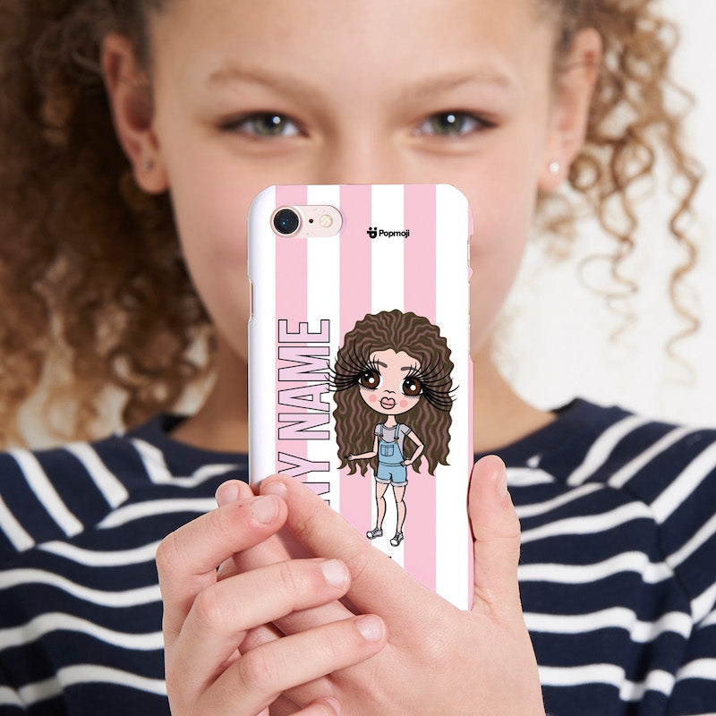 ClaireaBella Girl Personalized Pink Stripe Phone Case - Image 4