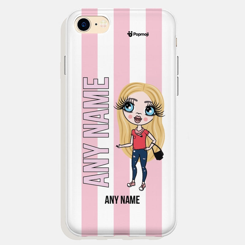 ClaireaBella Girl Personalized Pink Stripe Phone Case - Image 2