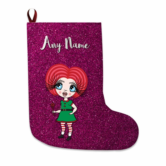 Girls Personalized Christmas Stocking - Pink Glitter - Image 4