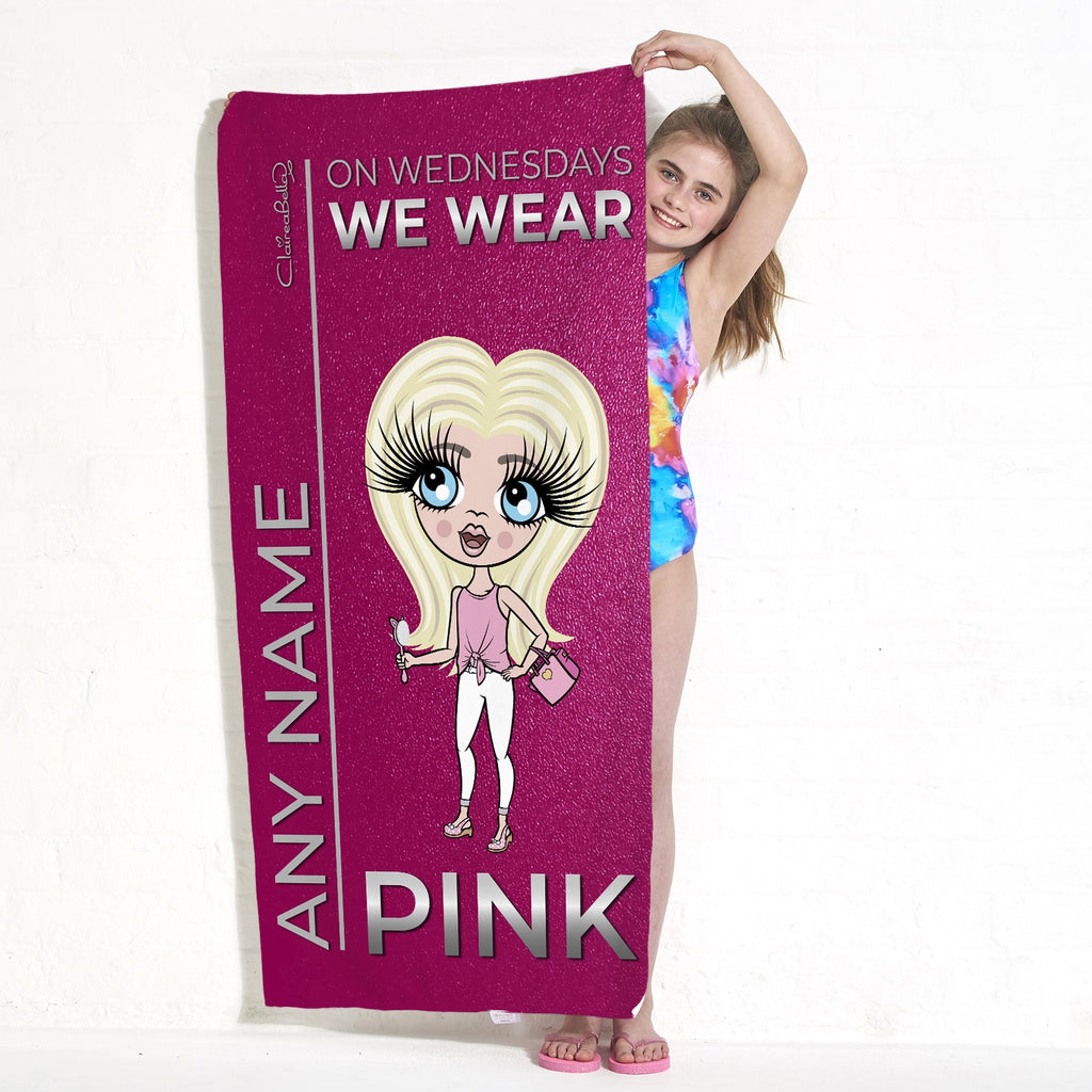 ClaireaBella Girls Pink Wednesdays Beach Towel - Image 5