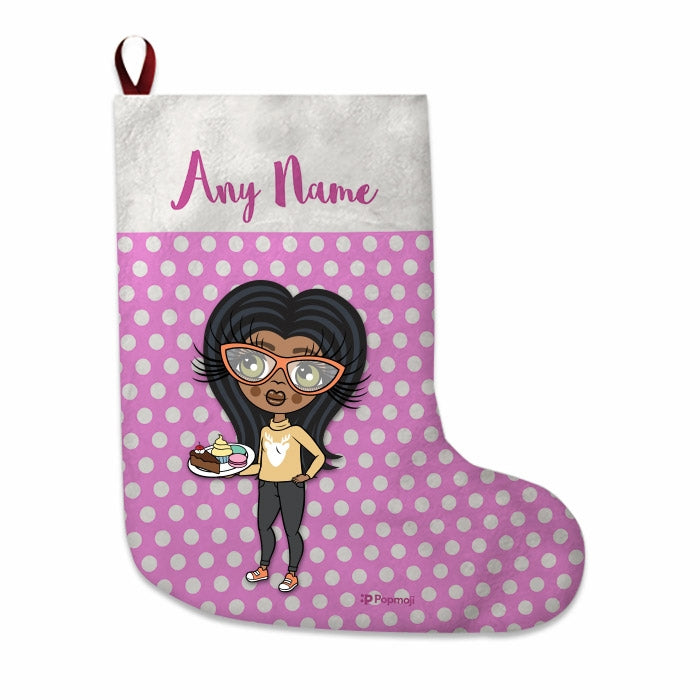 Girls Personalized Christmas Stocking - Polka Dots - Image 3