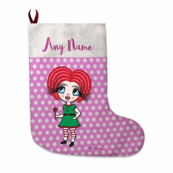 Girls Personalized Christmas Stocking - Polka Dots - Image 4