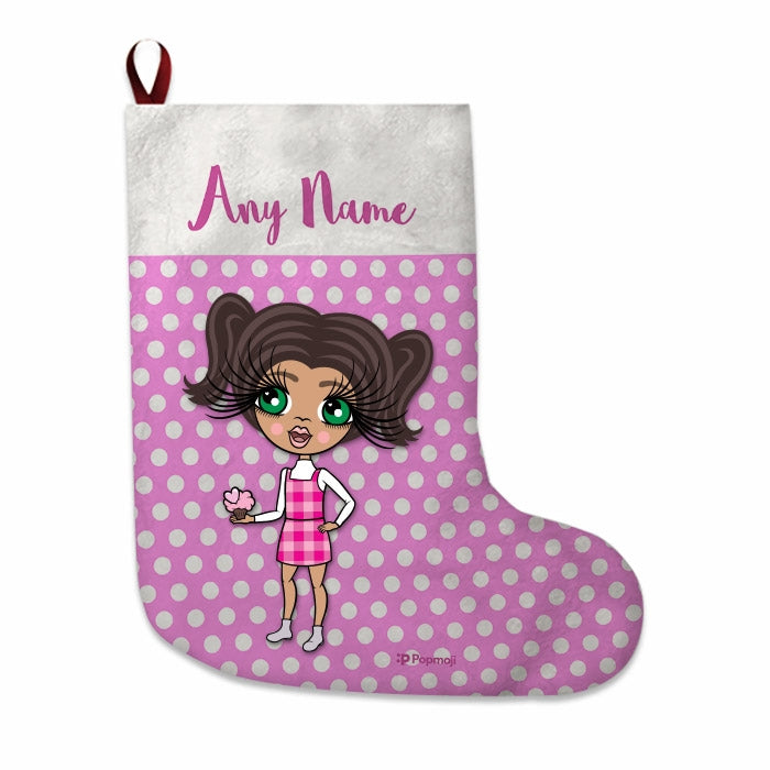 Girls Personalized Christmas Stocking - Polka Dots - Image 1