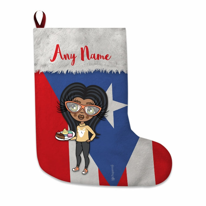 Girls Personalized Christmas Stocking - Puerto Rican Flag - Image 4