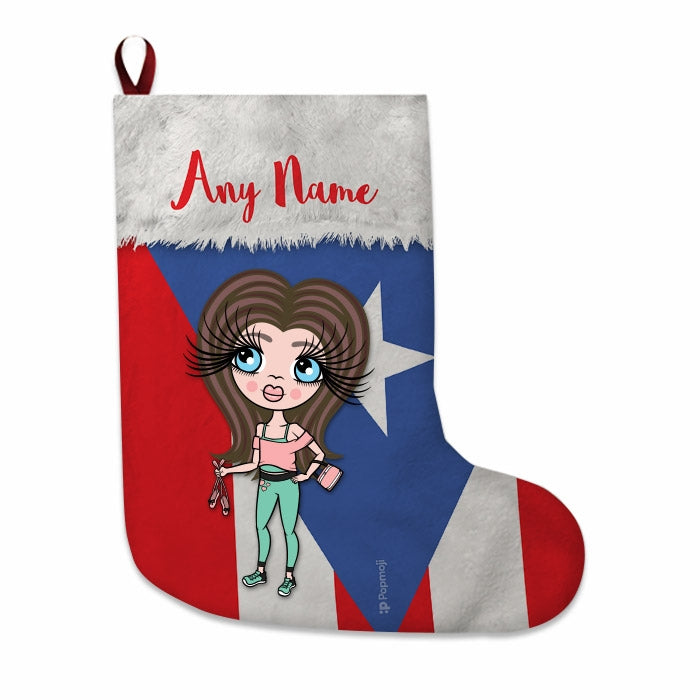 Girls Personalized Christmas Stocking - Puerto Rican Flag - Image 3