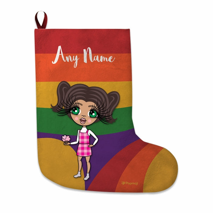 Girls Personalized Christmas Stocking - Rainbow - Image 2