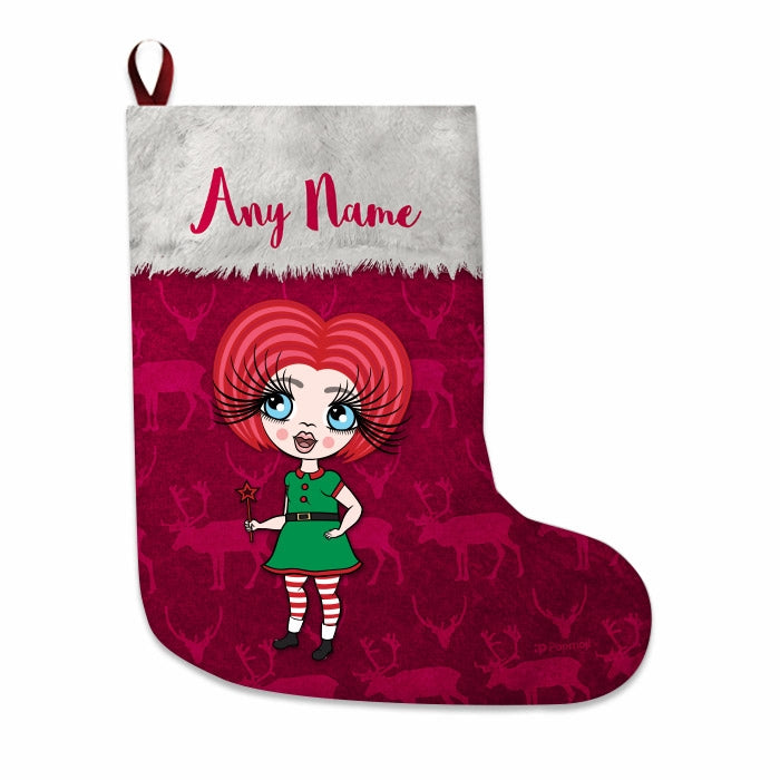 Girls Personalized Christmas Stocking - Reindeer - Image 1