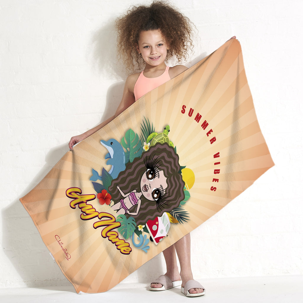 ClaireaBella Girls Summer Vibes Beach Towel - Image 1