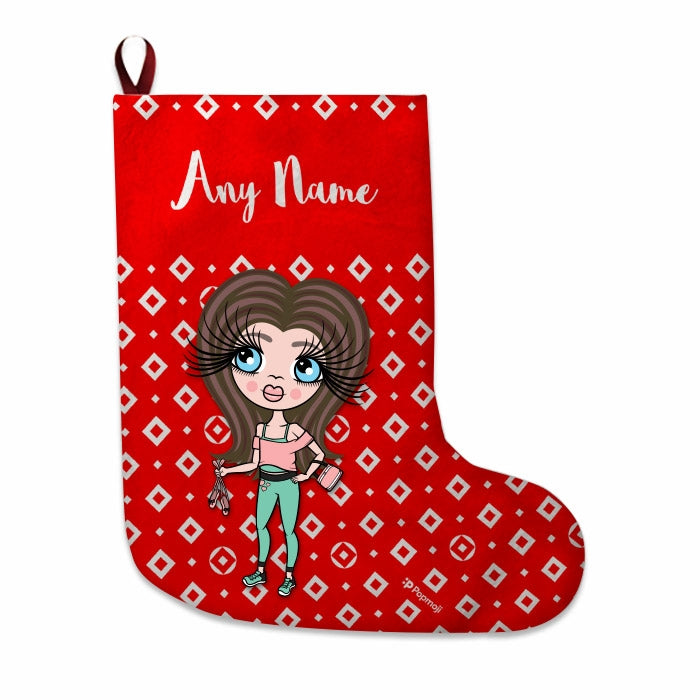 Girls Personalized Christmas Stocking - Diamonds Pattern - Image 3