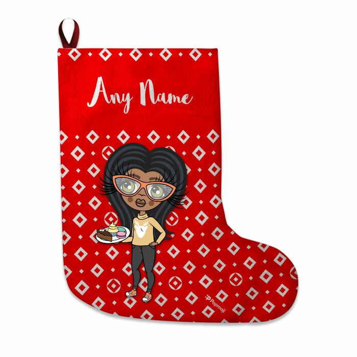 Girls Personalized Christmas Stocking - Diamonds Pattern - Image 2