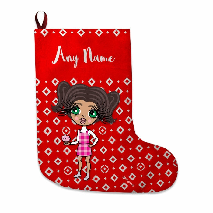 Girls Personalized Christmas Stocking - Diamonds Pattern - Image 4