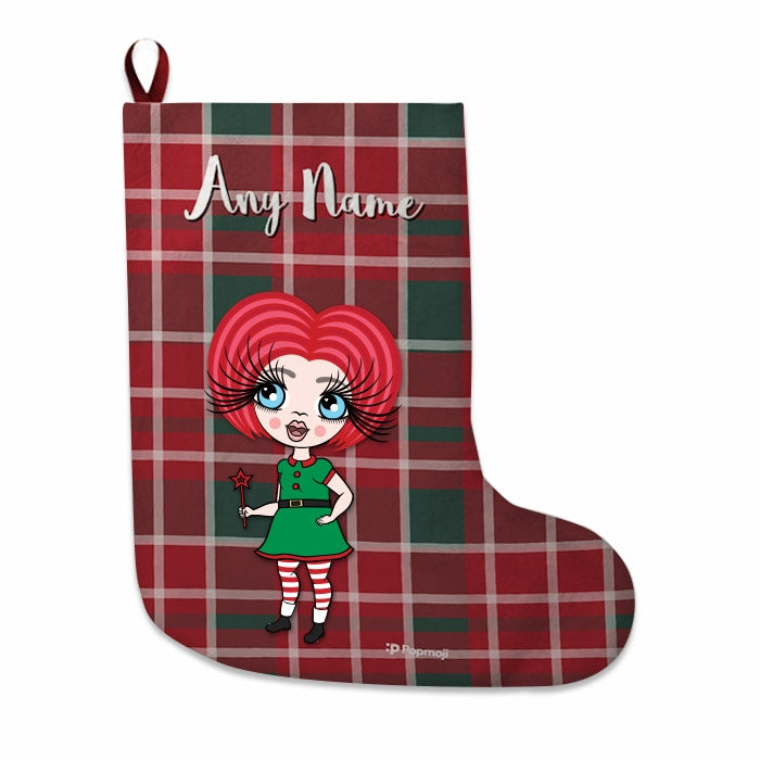 Girls Personalized Christmas Stocking - Tartan - Image 1